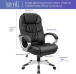 Office Chair High Back Computer Desk Chair,  Leather Adjustable Height Modern Executive Swivel Task Chair with Padded Armrests and Lumbar Support (Black)