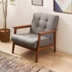 Sofa Single Seater Fabric, Gray, Width Approx. 25.6 inches (65 cm)