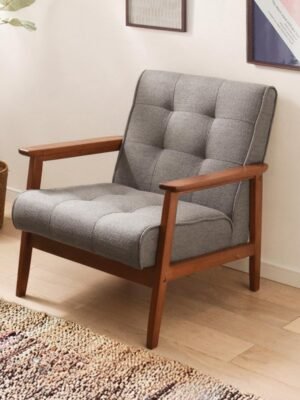 Sofa Single Seater Fabric, Gray, Width Approx. 25.6 inches (65 cm)