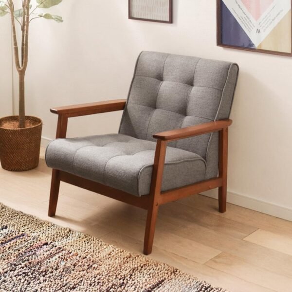 Sofa Single Seater Fabric, Gray, Width Approx. 25.6 inches (65 cm)