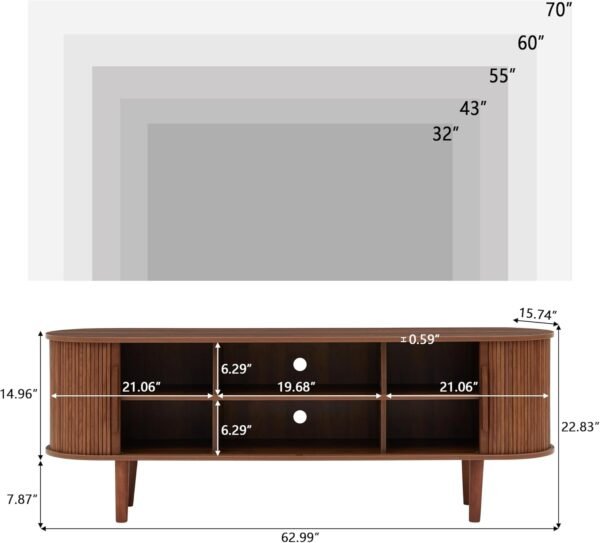 TV Stand, Modern TV Console Table with Storage Compartment and Sliding Door, Gaming Entertainment Center with Cabinet for Living Room, Bedroom, Office (Walnut)
