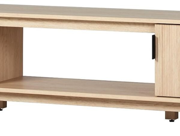 Modern Fluted-Door Low TV Stand for TVs up to 80 Inches, 70 Inch, Coastal Oak