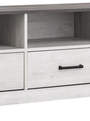 TV Stand, Washed White Storage Cabinet with Shelves, Living Room Storage Cabinet 66" W x 20" H x 16" D