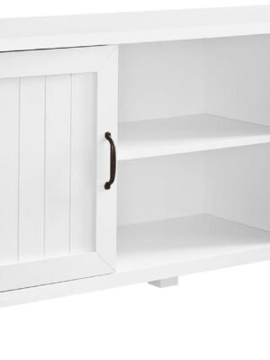 Classic Grooved Door TV Stand for TVs up to 65 Inches, 58 Inch, Solid White
