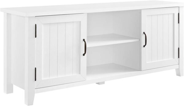 Classic Grooved Door TV Stand for TVs up to 65 Inches, 58 Inch, Solid White