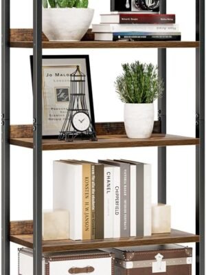 Bookshelf, 5 Tier Bookshelves, Home Office Bookcase Shelf Storage Organizer, Free Standing Storage Shelving Unit for Bedroom, Living Room and Home Office, Vintage