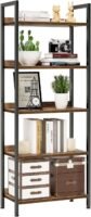 Bookshelf, 5 Tier Bookshelves, Home Office Bookcase Shelf Storage Organizer, Free Standing Storage Shelving Unit for Bedroom, Living Room and Home Office, Vintage