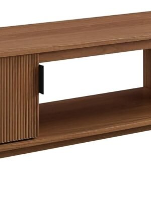 Modern Fluted-Door Low Stand for TVs up to 80 Inches, 70 x 15.75 x 16 inches, Mocha