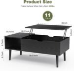 Modern Lift Top Coffee Table Wooden Furniture with Storage Shelf and Hidden Compartment for Living Room Office (Black)