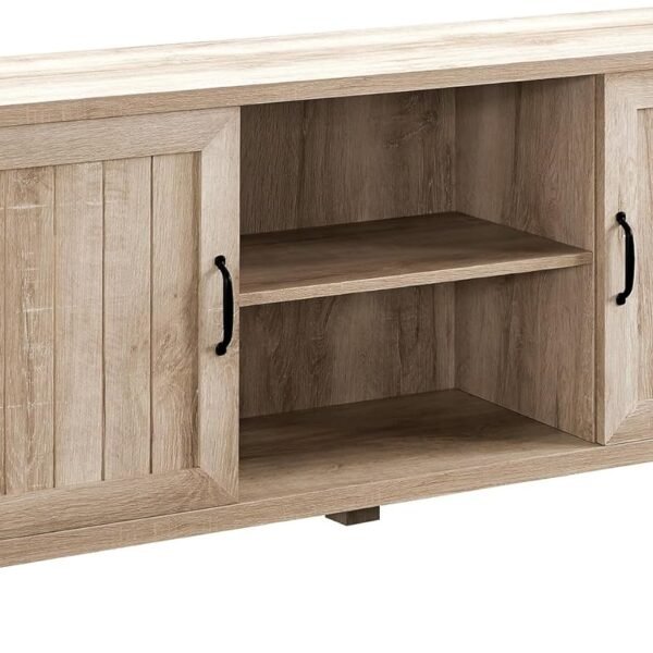Classic Grooved Door TV Stand for TVs up to 65 Inches, 58 Inch, White Oak
