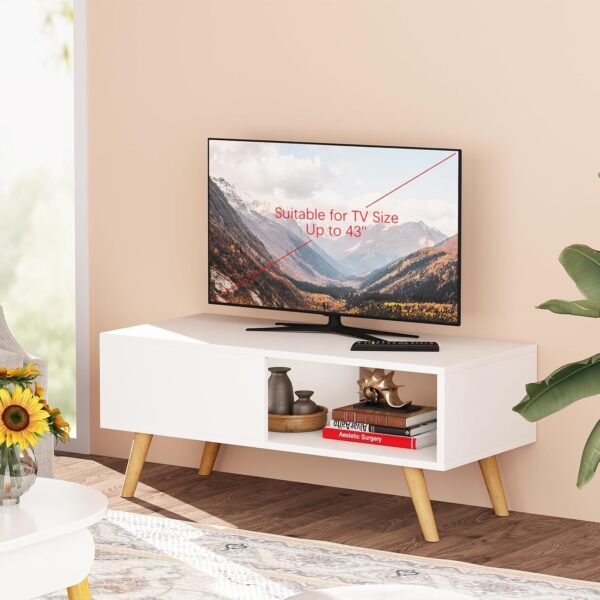 Wood Coffee Table,Large Middle Center Table for Living Room, White Aesthetic Coffee Table with Storage, Modern Tea Dining Table for Home Small Space,39.4 * 19.7 * 18.5 in,White