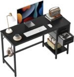 Computer Desk with 2 Drawers, 40 Inch Small Home Office Desk Study Writing Table, Black