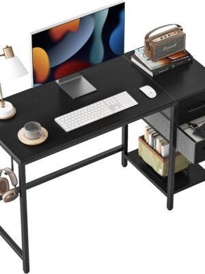 Computer Desk with 2 Drawers, 40 Inch Small Home Office Desk Study Writing Table, Black