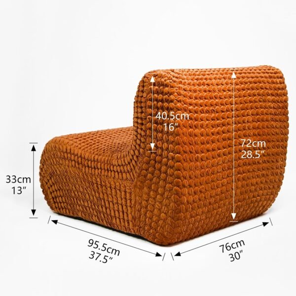 Single Seated Foam Sofa, Armless Floor Sofa, One Piece High Density Foam, Removable and Machine Washable Cover, Caramel