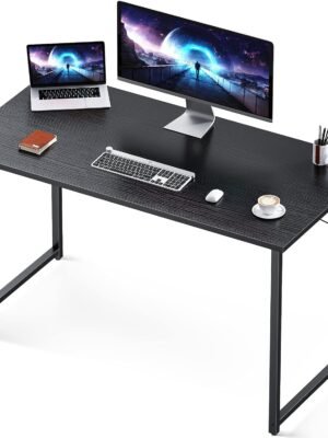 48 Inch Computer Desk, Modern Simple Style Desk for Home Office, Study Student Writing Desk, Deep Black