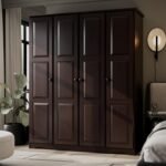 100% Solid Wood  Wardrobe w/Raised Panel Metal Knobs & Clothing Rods, Java, 60.25" w x 72" h x 22.75" d. Renewable Eco-Friendly Wood, Made in Brazil