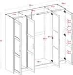 100% Solid Wood 4-Door Wardrobe with Mirrored Clothing Rods, No Shelves, Gray, 74.5" W x 72" H x 20.75" D, Renewable Eco-Friendly Wood, Made in Brazil