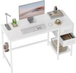 Computer Desk with 2 Drawers, 40 Inch Small Home Office Desk Study Writing Table, White