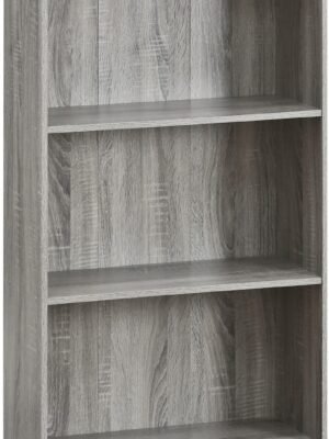 Basic 3-Tier Bookcase Storage Shelves, French Oak Grey