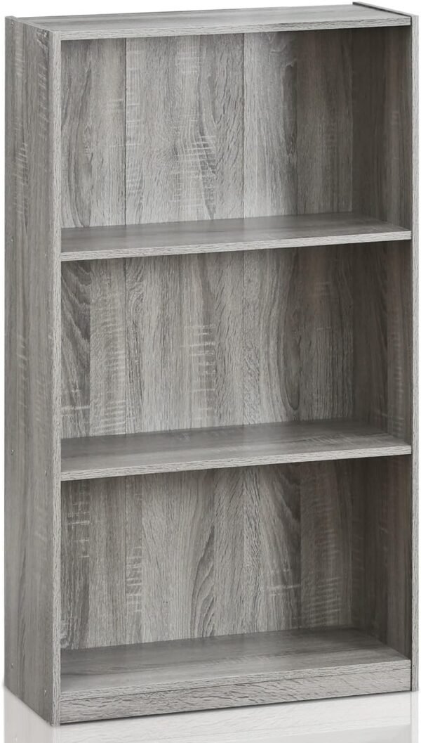 Basic 3-Tier Bookcase Storage Shelves, French Oak Grey