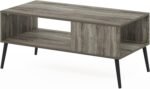 Mid Century Style Coffee Table with Wood Legs, French Oak Grey Large Non-Lift Top
