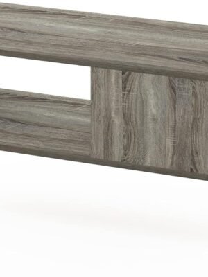 Mid Century Style Coffee Table with Wood Legs, French Oak Grey Large Non-Lift Top