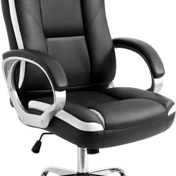 Office Chair Computer Desk Chair Gaming - Ergonomic High Back Cushion Lumbar Support with Wheels Comfortable Black Leather Racing Seat Adjustable Swivel Rolling Home Executive