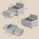 Sofa Bed 3-in-1 Convertible, Pullout Single Sleeper Bed with Adjustable Backrest, Spacious Multifunctional Sofa Couches for Living Room, Bedroom, Apartment