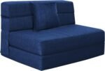 Folding Sofa Bed Couch Memory Foam with Pillow Sleeper  Lazy Couch Twin Size Futon Convertible Guest Beds,Washable Cover,Dark Blue
