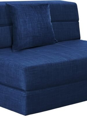 Folding Sofa Bed Couch Memory Foam with Pillow Sleeper  Lazy Couch Twin Size Futon Convertible Guest Beds,Washable Cover,Dark Blue