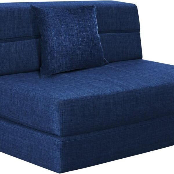Folding Sofa Bed Couch Memory Foam with Pillow Sleeper  Lazy Couch Twin Size Futon Convertible Guest Beds,Washable Cover,Dark Blue