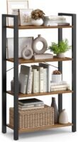 4-Tier Bookshelf, Bookcase with Steel Frame, Book Shelf for Living Room, Home Office, Study, 11.8 x 26 x 47 Inches, Industrial Style, Rustic Brown and Ink Black