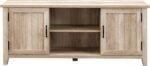 Classic Grooved Door TV Stand for TVs up to 65 Inches, 58 Inch, White Oak