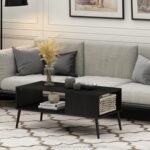 Mid Century Style Coffee Table with Wood Legs, Espresso Large Non-Lift Top