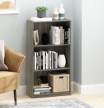 Basic 3-Tier Bookcase Storage Shelves, French Oak Grey