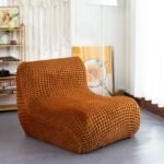 Single Seated Foam Sofa, Armless Floor Sofa, One Piece High Density Foam, Removable and Machine Washable Cover, Caramel