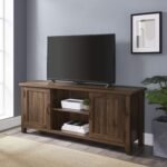 Classic Grooved Door TV Stand for TVs up to 65 Inches, 58 Inch, Walnut
