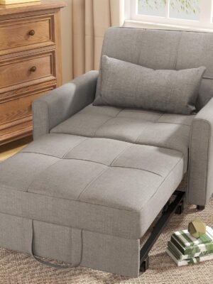 Sofa Bed  3-in-1 Convertible, Pullout Single Sleeper  Bed with Adjustable Backrest, Spacious Multifunctional Sofa Couches for Living Room, Bedroom, Apartment