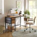 Computer Desk with 2 Drawers, 40 Inch Small Home Office Desk Study Writing Table, Rustic Brown